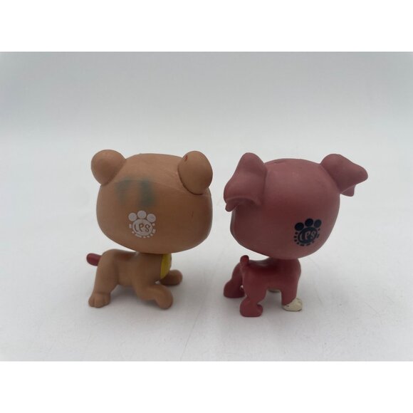 Littlest Pet Shop Dog Cat Bear Wolf Figures Set Of 4 Brown Black & White Purple - Picture 3 of 5